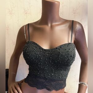 Black Lace Crop Top